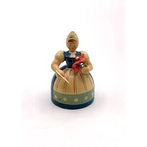 Erzgebirge Wooden Lady Figurine Letter Flowers VEB Gahlenz Germany 2"
